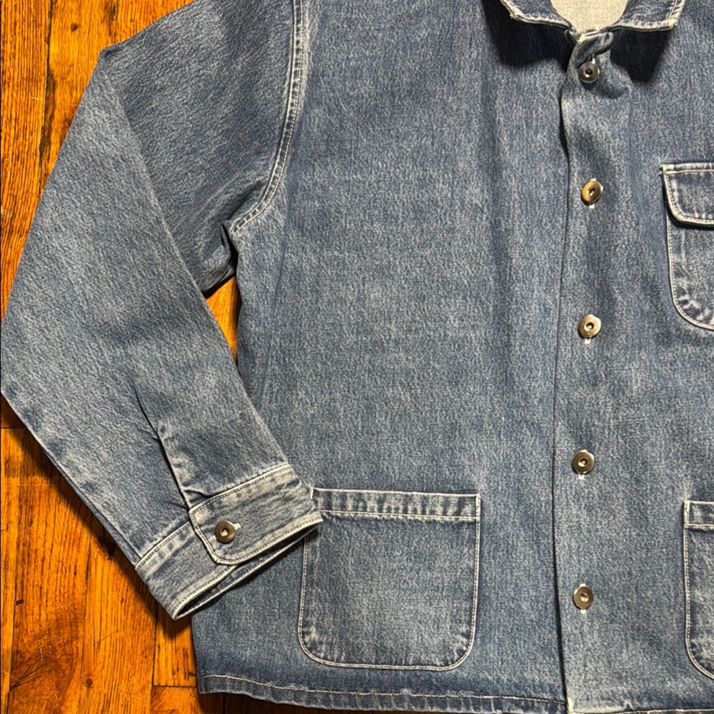 YONY Denim Chore Jacket Made in USA Medium Blue Wash Patch Pocket Minimal XL - Picture 5 of 13
